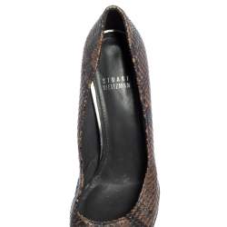 Salvatore Ferragamo Brown Python Embossed Leather Pumps Size 39