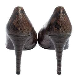 Salvatore Ferragamo Brown Python Embossed Leather Pumps Size 39