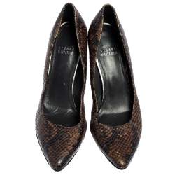 Salvatore Ferragamo Brown Python Embossed Leather Pumps Size 39