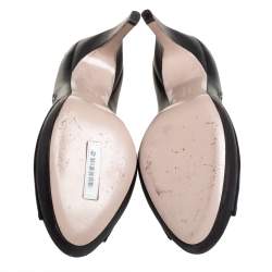 Salvatore Ferragamo Black Leather Peep Toe Pumps Size 39