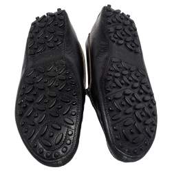 Salvatore Ferragamo Black Lizard Embossed Leather Slip On Loafers Size 40.5