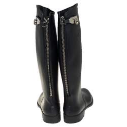 Pre Owned Salvatore Ferragamo Black Rubber Rain Boots Size 39.5