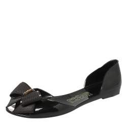 Pre Owned حذاء فلات سالفاتوري فيراغامو باربادوس مطاط أسود مقاس 38.5