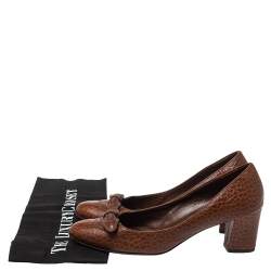 Salvatore Ferragamo Brown Leather Block Heel  Pumps Size 38.5