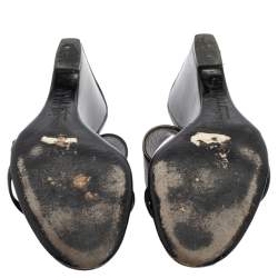 مملوكة مسبقًا Salvatore Ferragamo Black Leather Wedge Slide Sandals Size 39