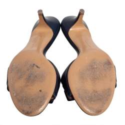 Pre Owned صندل سلايد سالفاتوري فيراغامو فيونكة فارا جلد أزرق مقاس 40