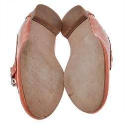 Pre Owned Salvatore Ferragamo Orange Patent Leather Funes Gancio Bit Loafers Size 40.5