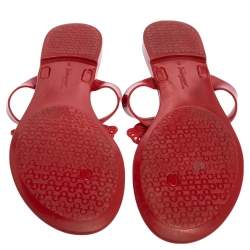 Salvatore Ferragamo Red Rubber Bali Thong Sandals Size 39.5