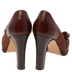 Salvatore Ferragamo Brown Leather Vara Bow Pumps Size 36