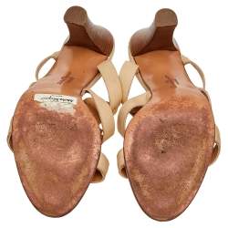Salvatore Ferragamo Beige Leather Slide Sandals Size 38.5