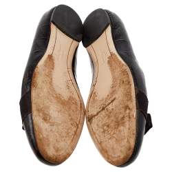 Pre Owned Salvatore Ferragamo Dark Brown Leather Varina Bow Flats Size 40.5