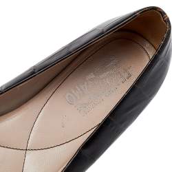 Pre Owned Salvatore Ferragamo Dark Brown Leather Varina Bow Flats Size 40.5