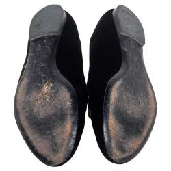 Pre Owned Salvatore Ferragamo Black Velvet Bow Detail Smoking Slippers Size 38.5