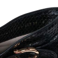Pre Owned Salvatore Ferragamo Black Python Embossed Leather Ankle Boots Size 41.5
