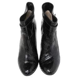Pre Owned Salvatore Ferragamo Black Python Embossed Leather Ankle Boots Size 41.5