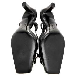 Pre Owned Salvatore Ferragamo Black Saffiano Leather Buckle Detail Slingback Sandals Size 36.5