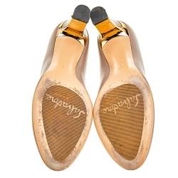 Pre Owned Salvatore Ferragamo Beige Leather Round Toe Pumps Size 39
