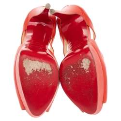 Christian Louboutin Orange Leather Platform Sandals Size 38 