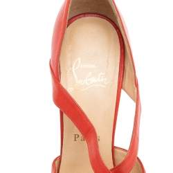 Christian Louboutin Orange Leather Platform Sandals Size 38 