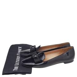 Pre Owned Salvatore Ferragamo Black Patent Leather Bow Smoking Slippers Size 37
