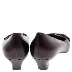 Pre Owned حذاء كعب عالى سالفاتورى فيراغامو جلد بنى داكن مقاس 38.5 