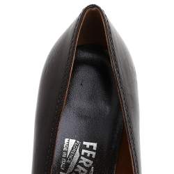 Pre Owned حذاء كعب عالى سالفاتورى فيراغامو جلد بنى داكن مقاس 38.5 