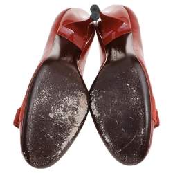 Pre Owned حذاء كعب عالى سالفاتورى فيراغامو فيونكة فارا جلد برتقالى راست مقاس 37