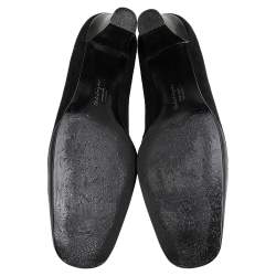 Pre Owned Salvatore Ferragamo Black Leather And Suede Bow Pumps Size 38.5