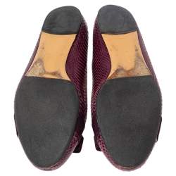 Pre Owned Salvatore Ferragamo Burgundy Python Leather Vara Bow Ballet Flats Size 39