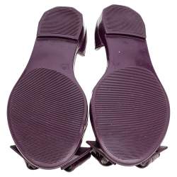 Pre Owned Salvatore Ferragamo Purple Jelly Bow Flat Sandals Size 39.5