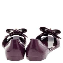 Pre Owned Salvatore Ferragamo Purple Jelly Bow Flat Sandals Size 39.5