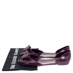 Pre Owned Salvatore Ferragamo Purple Jelly Bow Flat Sandals Size 39.5