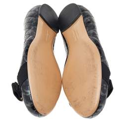 Salvatore Ferragamo Black Quilted Patent Leather Vara Bow Ballet Flats Size 40