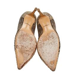 Pre Owned Salvatore Ferragamo Beige/Black Leather Pointed Toe Pumps Size 40