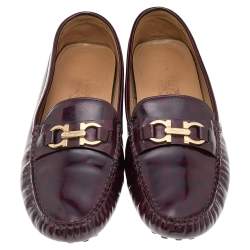 Salvatore Ferragamo Two Tone Patent Leather Gancini Bit Slip On Loafers Size 41