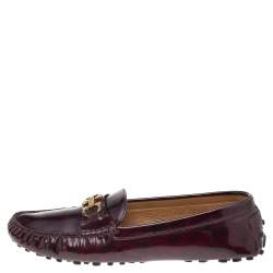 Salvatore Ferragamo Two Tone Patent Leather Gancini Bit Slip On Loafers Size 41