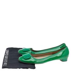 Salvatore Ferragamo Green Patent Leather Ballet Flats Size 41