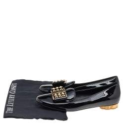 Salvatore Ferragamo Black Patent Leather Smoking Slippers Size 36.5
