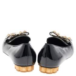 Salvatore Ferragamo Black Patent Leather Smoking Slippers Size 36.5