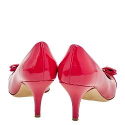 Pre Owned Salvatore Ferragamo Pink Patent Leather Carla Vara Bow Pumps Size 36.5