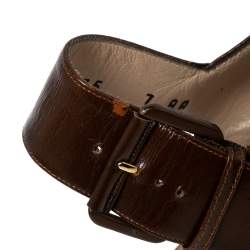 Salvatore Ferragamo Brown Leather Buckle Straps Sandals Size 37.5