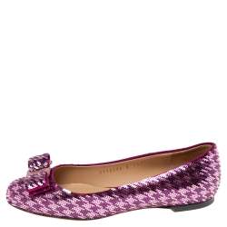 Salvatore Ferragamo Purple Sequins Varina Ballet Flats Size 36.5
