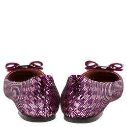 Salvatore Ferragamo Purple Sequins Varina Ballet Flats Size 36.5