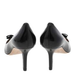 Pre Owned Salvatore Ferragamo Black Leather Vara Bow Pumps Size 41