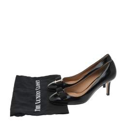 Pre Owned Salvatore Ferragamo Black Leather Vara Bow Pumps Size 41