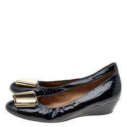 Salvatore Ferragamo Black Patent Leather Pumps Size 37.5
