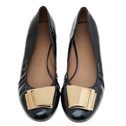 Salvatore Ferragamo Black Patent Leather Pumps Size 37.5