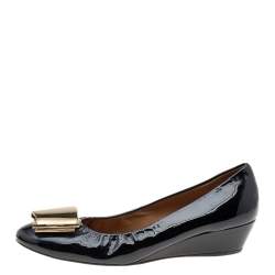 Salvatore Ferragamo Black Patent Leather Pumps Size 37.5