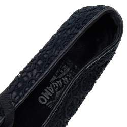 Salvatore Ferragamo Black Lace Ballet Flats Size 38.5