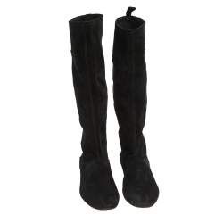 Pre Owned Salvatore Ferragamo Black Suede 'My Sweet' Mid Calf  Boots Size 40